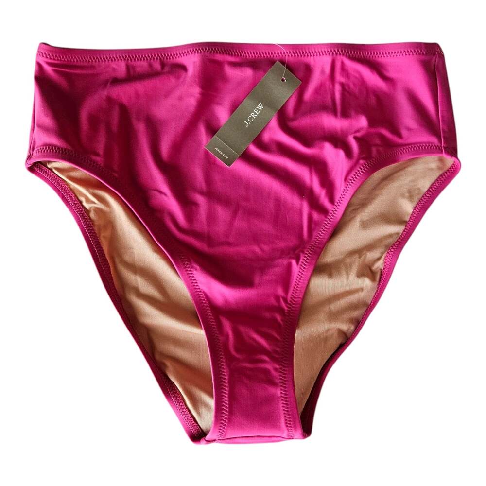 J. CREW M Bikini Bottom High Waist Radiant Fuchsia High Leg Medium Cover NEW NWT
